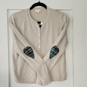 Lisa Todd Cream Button-Up Top with Heart Accents